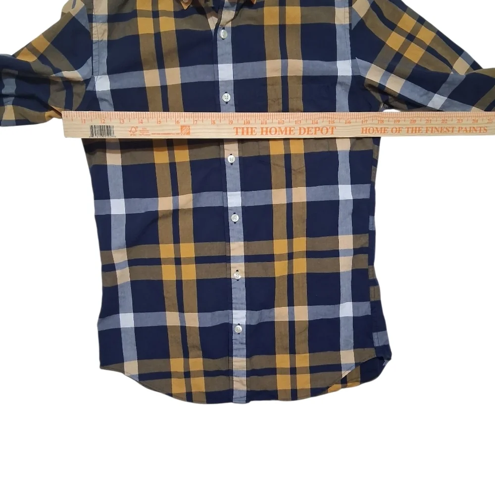 J. Crew Fitted EUC Sz. S Blue/Gold Long Sleeve‎ Casual Botton Down Shirt.